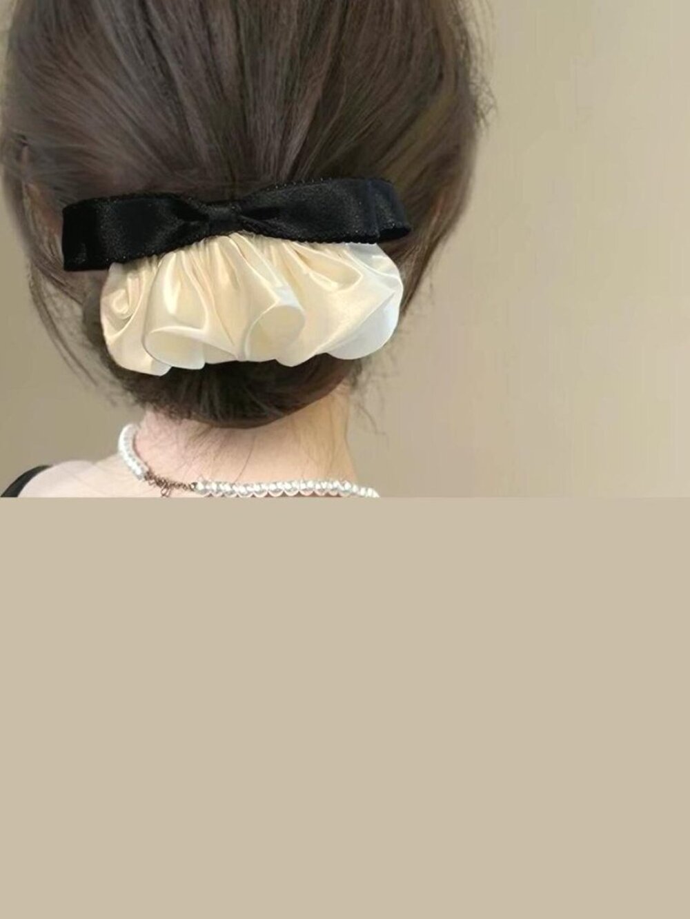 Black Bow Satin Ruffle Hair Clip Barrette